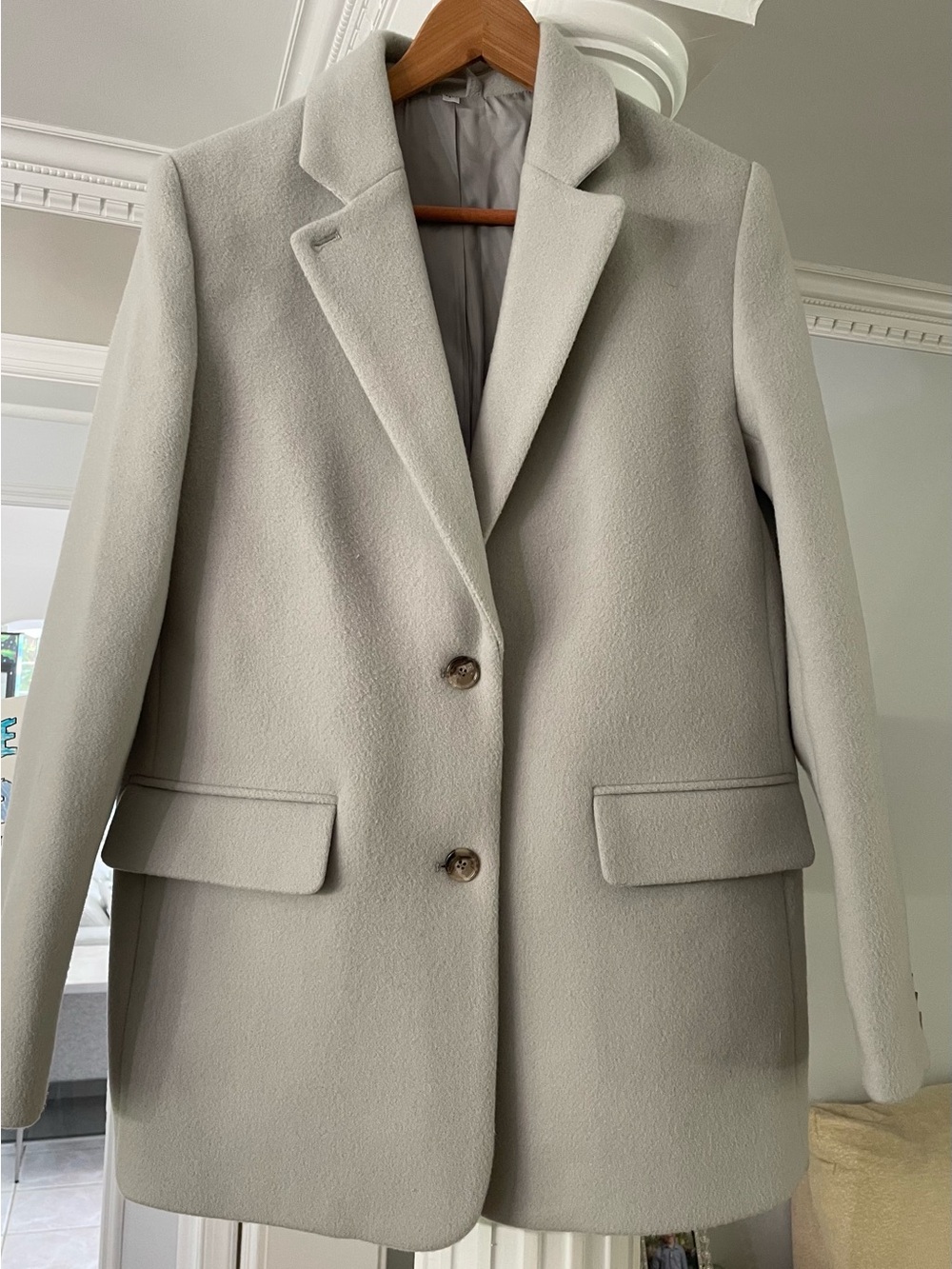 Monteco  : & other stories. Women’s light Gray Single-Breasted wool blend coat
